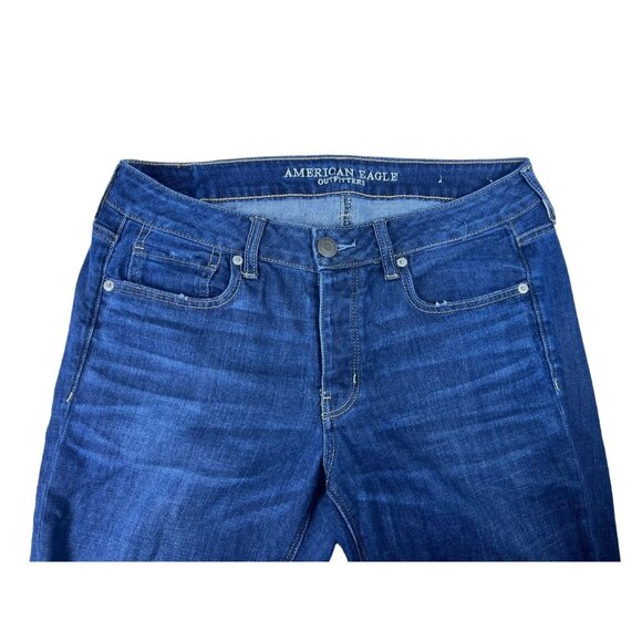 American Eagle Outfitters Women's Blue Jeans Tom Girl Distressed Button Up Pants - Picture 2 of 9